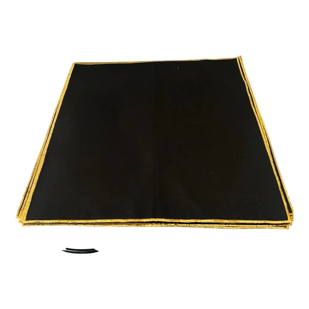 Set of 6 Black Cloth Napkins Gold Trim 18x18 Elegant Formal Dinner Table Linens